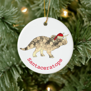 Décoration En Céramique Noël Père Noël Elf Triceratops Cute Xmas Dinosaure
