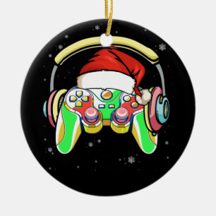 Décoration En Céramique Noël Père Noël Gamer Contrôleur Garçons Enfan