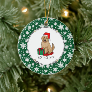 Décoration En Céramique Noël Père Noël Goldendoodle (rouge or) Chien migno