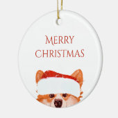 Décoration En Céramique Noël père Noël Orange Corgi (Gauche)