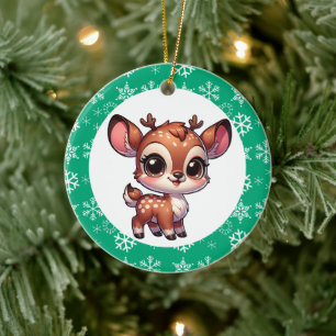 Décoration En Céramique Noël personnalisé Cartoon Chibi Renne