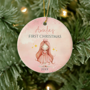 Décoration En Céramique Noël personnalisé de la princesse rose pour fille