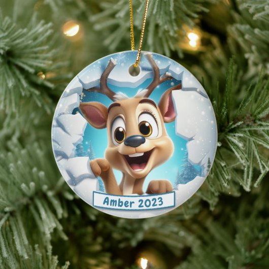 Décoration En Céramique Noel personnalisé de rennes en petits creux 3d (Arbre)