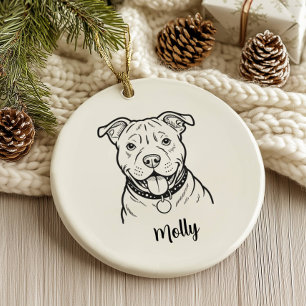 Décoration En Céramique Noël personnalisé pour chien Pitbull