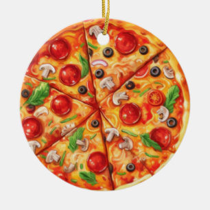 Décoration En Céramique Noël Pizza, Alimentation drôle, Cadeau éléphant bl