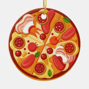 Décoration En Céramique Noël Pizza, Rigolo Foodie, Cadeau Échange Éléphant