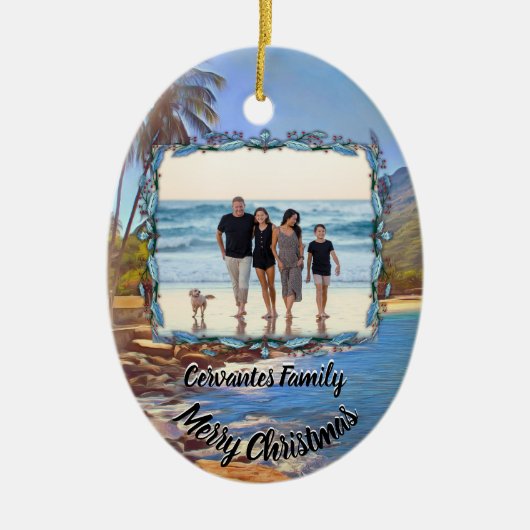 Décoration En Céramique Noël Plage Famille 761 (Devant)