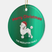 Décoration En Céramique Noël Poodle Chien Vert Joyeux voeux (Gauche)
