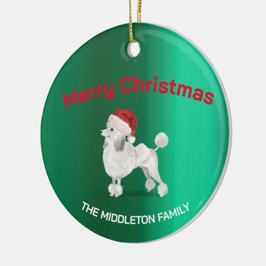 Décoration En Céramique Noël Poodle Chien Vert Joyeux voeux (Gauche)