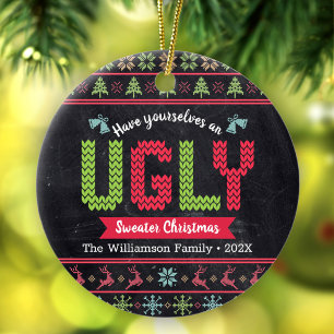 Décoration En Céramique Noël Pull Ugly Tricot Nordique Amusant Tableau Noi