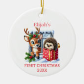 Décoration En Céramique Noël Reindeer et Hedgehog (Devant)