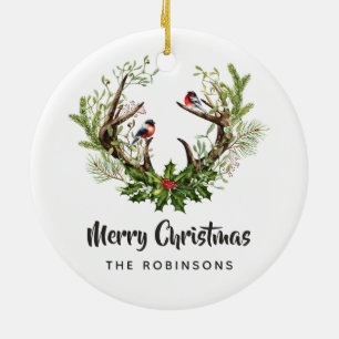 Décoration En Céramique Noël Renneau Rustique Aquarelle
