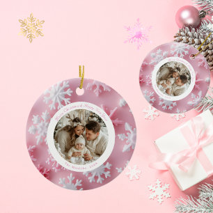Décoration En Céramique Noël rond Pink Snowflon Photo
