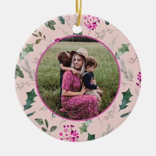 Décoration En Céramique Noël rose et chic (Devant)