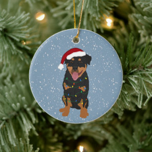 Décoration En Céramique Noël Rottweiler