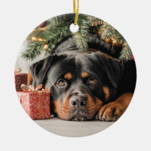 Décoration En Céramique Noël Rottweiler