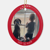 Décoration En Céramique Noël Rouge Blanc Personnalisé Enfant Animaux de Co (Gauche)
