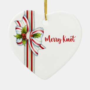 Décoration En Céramique Noël Ruban Élégant Minimaliste Blanc Rouge Vert