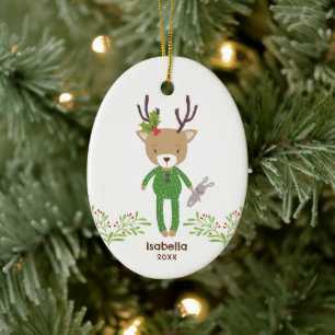 Décoration En Céramique Noël rustique personnalisé pour enfants avec un re