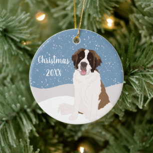 Décoration En Céramique Noël Saint Bernard personnalisable