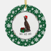 Décoration En Céramique Noël Santa Hat Greyhound Dog (brindle) Drôle (Devant)