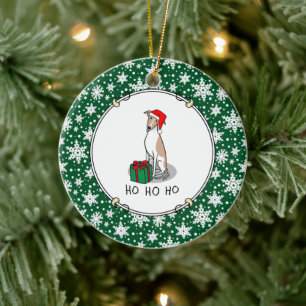 Décoration En Céramique Noël Santa Hat Whippet Chien Faune et blanc mignet