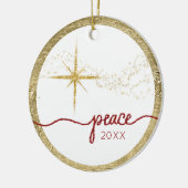 Décoration En Céramique Noël Script Peace Star Gold Red Parties scintillan (Gauche)