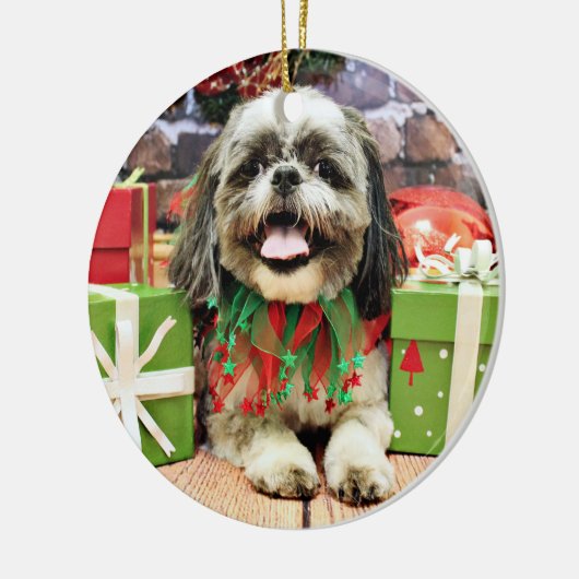 Décoration En Céramique Noël - Shih Tzu - Jake (Gauche)
