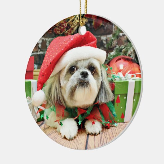 Décoration En Céramique Noël - Shih Tzu - truc (Gauche)