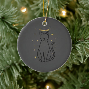 Décoration En Céramique Noël silhouette de chat minimaliste
