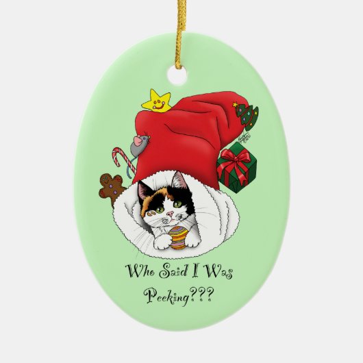 Décoration En Céramique Noël Stocker mignonne Calico Kitten (Devant)
