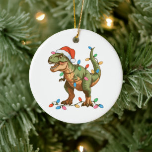 Décoration En Céramique Noël T Rex Dinosaur Xmas Dino Tyrannosaurus