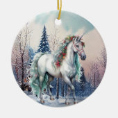 Décoration En Céramique Noël Unicorn hiver Scène vacances (Devant)