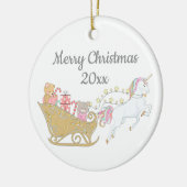 Décoration En Céramique Noël Unicorne Père Noël Sleigh White (Gauche)