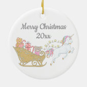 Décoration En Céramique Noël Unicorne Père Noël Sleigh White (Dos)