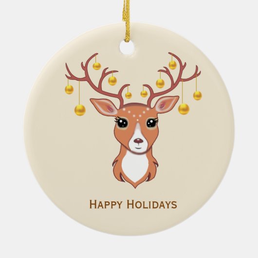 Décoration En Céramique Noël Vacances Golden Deer (Dos)