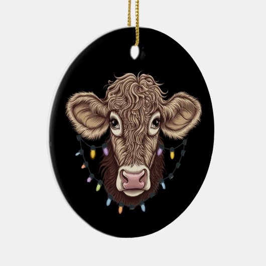 Décoration En Céramique Noël Vache Luminaire Ferme Fermier Noël (Droite)