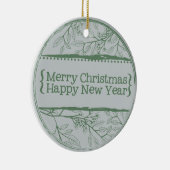 Décoration En Céramique Noël Vert Gris Feuilles (Droite)