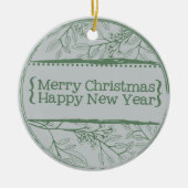 Décoration En Céramique Noël Vert Gris Feuilles (Devant)