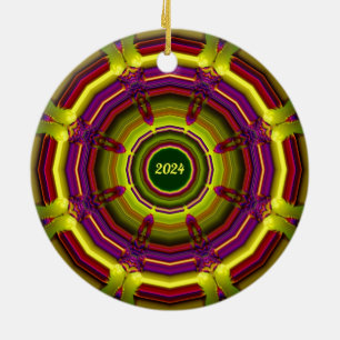 Décoration En Céramique NOËL ~ Vert Rouge Jaune Violet 2024