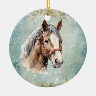 Décoration En Céramique Noël vintage de cheval de campagne