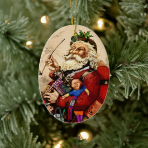 Décoration En Céramique Noël vintage, jouets à pipe du Père Noël victorien