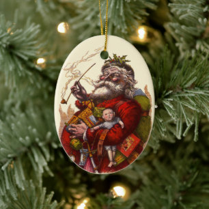 Décoration En Céramique Noël Vintage, Jouets de tuyaux du Père Noël victor