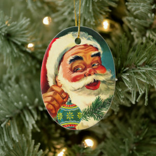 Décoration En Céramique Noël vintage, joyeux Père Noël rétro des années 50