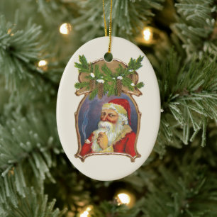 Décoration En Céramique Noël vintage, Père Noël victorien avec Pipe
