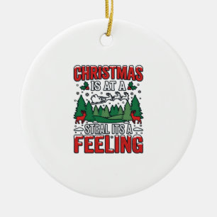 Décoration En Céramique Noël Voler C'est Un Sentiment Renne Traîneau Desi