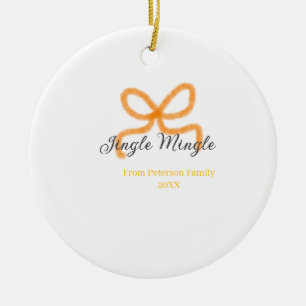 Décoration En Céramique Nœud orange jingle Mingle rétro boho nom de famill