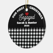 Décoration En Céramique Noir & Blanc Plaid Notre 1er Noël Engagé (Gauche)