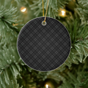 Décoration En Céramique Noir blanc tartan plaid hiver Noël motif