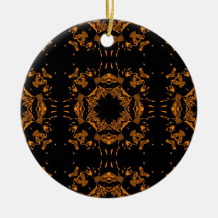 Décoration En Céramique Noir, cuivre jaune Floral Damas Motif rétro